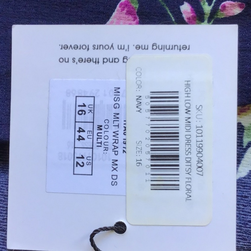 NWT 12 High Low MIDI Dress Navy MIDI Dress Ditsy Floral from Missguided - Picture 14 of 14